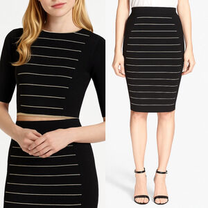 Ted Baker‎ Shelina Top & Shelpa Skirt Set Black Gold Stripe Size 2/3 Luxury Glam